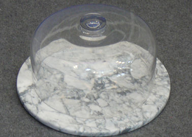 Runder Marmorkuchen-Stand mit Haube, Glaskugel-Kuchen-Platte transparent